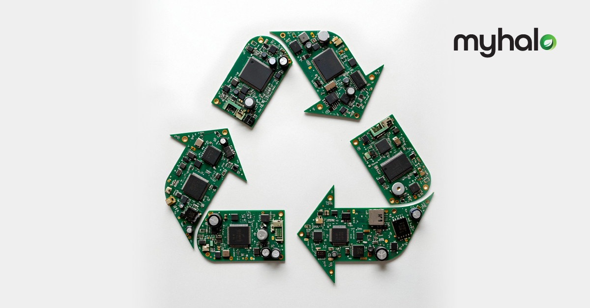 Recycling logo created with Computer RAMs