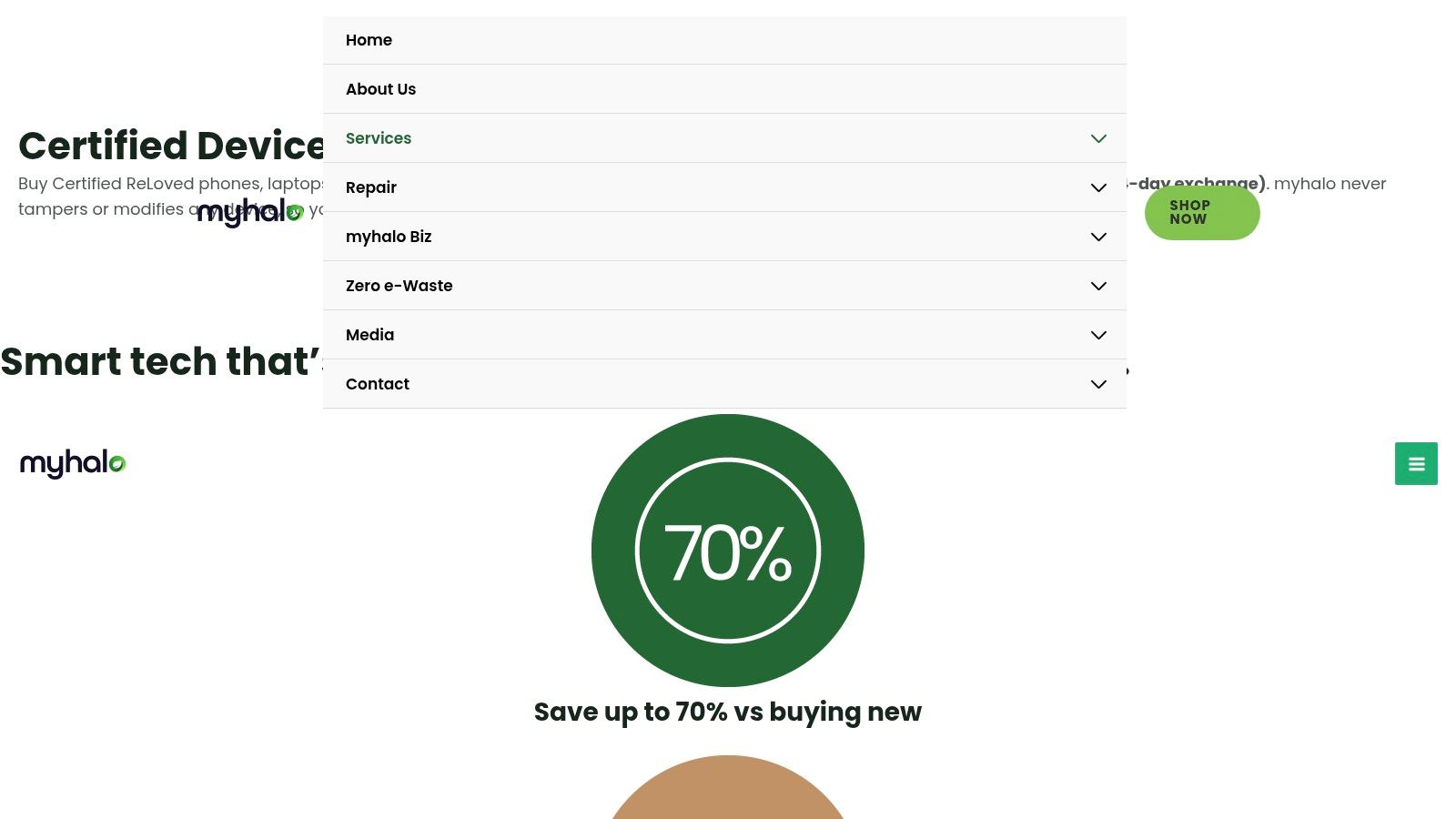 Screenshot from https://myhalo.com.sg/buy-certified-reloved-devices/